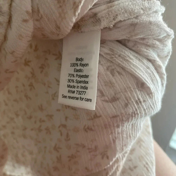 Sonoma maternity cream and tan long sleeve smocked baby doll dress size XL - Picture 2 of 7